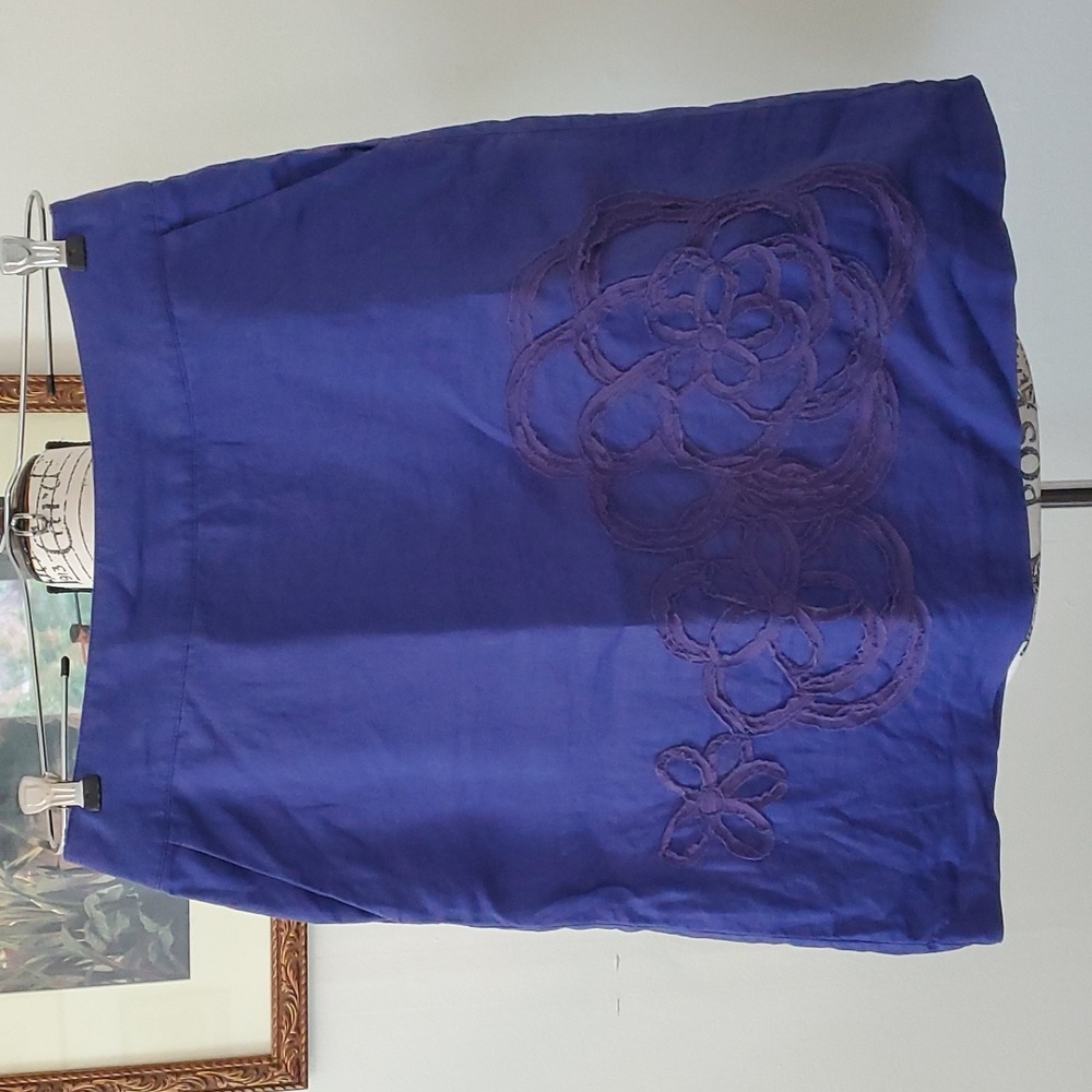 Boden purple linen skirt with ribbon design